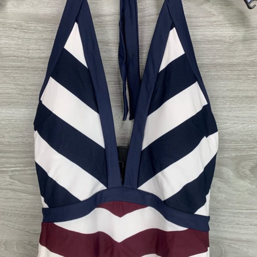 NEW Ted Baker Dakira Contrast Stripe V Swimsuit - Picture 4 of 6